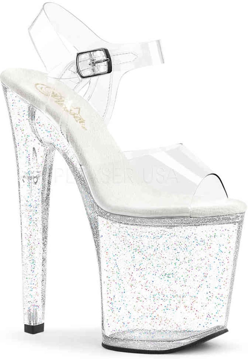 EU 36 = US 6 | XTREME-808MG | *8 Heel, 4 PF Ankle Strap Sandal w/Glitter